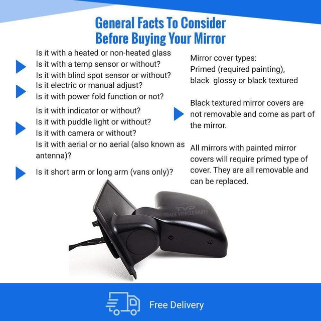 Fits Ford Transit Connect 2003-2006 Door Wing Mirror Manual Black Twin Glass Passenger Side - image 3