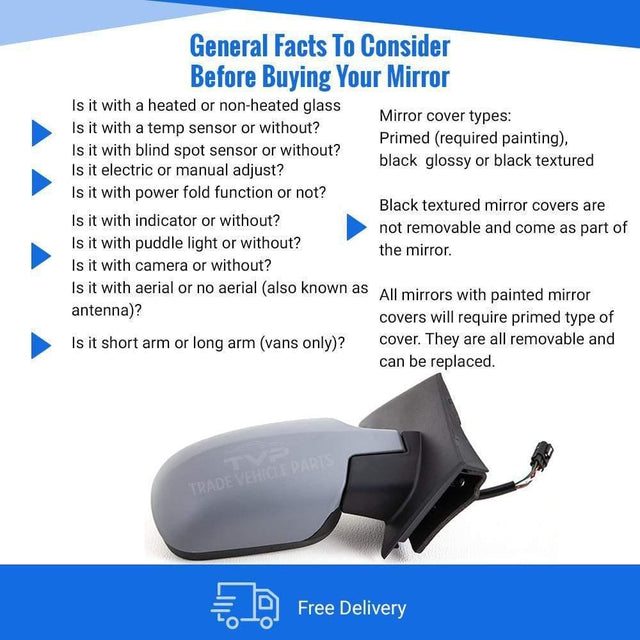 Fits Ford Fiesta Mk6 2002-2005 Door Wing Mirror Electric Heated Primed Driver Side - image 3