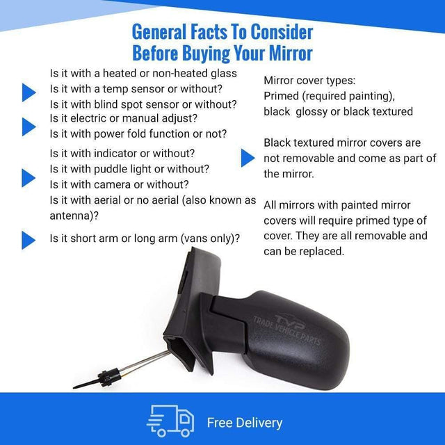 Fits Ford Fiesta Mk6 2002-2005 Door Wing Mirror Manual Textured Passenger Side - image 3