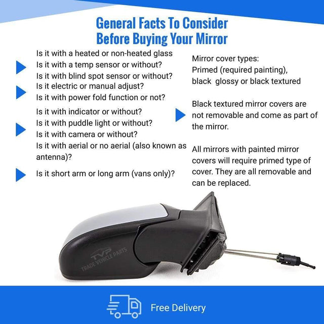 Fits Ford Focus 2005-2007 Door Wing Mirror Manual Primed Driver Side - image 3