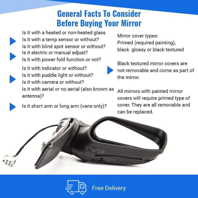 Fits Ford C-Max 2004-2007 Door Wing Mirror Electric Heated Primed Cover Passenger Side - image 3