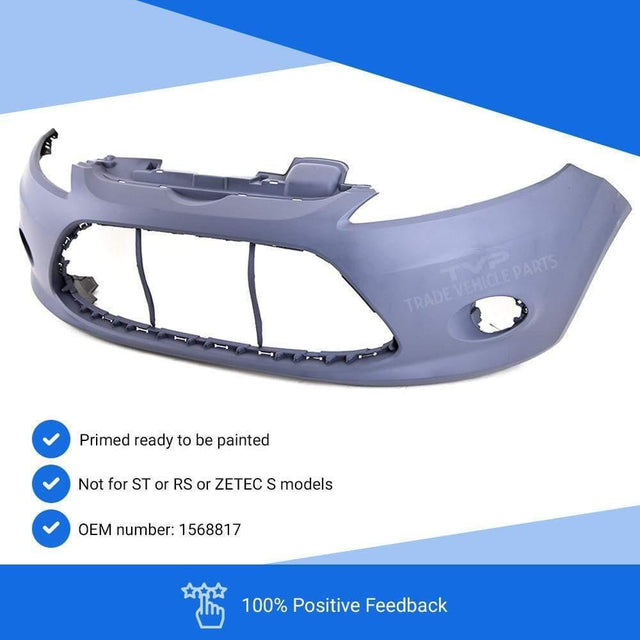 Fits Ford Fiesta 2008-2012 Front Bumper With Fog Holes No Pdc Or Washer Holes Primed - image 3