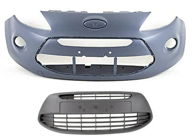 Fits Ford Ka 2009-2016 Front Bumper Kit Primed With Main Grille - tradevehicleparts.co.uk