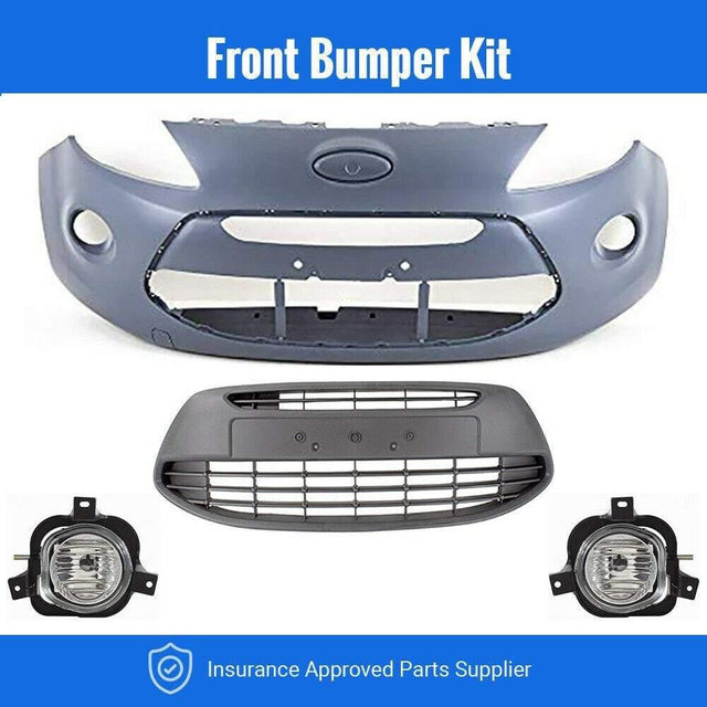 Fits Ford Ka 2009-2016 Front Bumper Kit Primed With Lower Grille & Fog Light Lamps - image 3