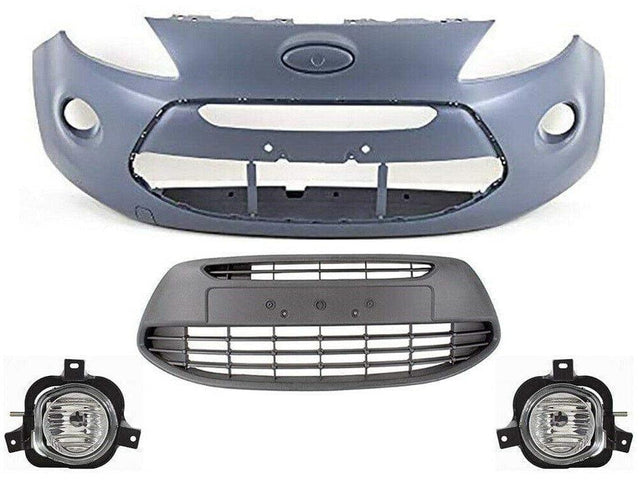 Fits Ford Ka 2009-2016 Front Bumper Kit Primed With Lower Grille & Fog Light Lamps - image 2