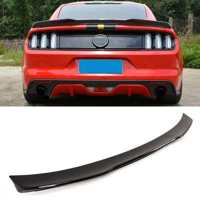 Fits Ford Mustang GT Coupe 2015- Rear Boot Lip Spoiler Blade V Style Gloss Black - tradevehicleparts.co.uk