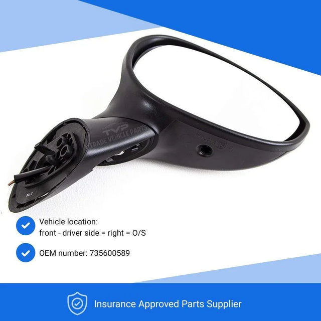 Fits Fiat 500 2007-2015 Door Wing Mirror Electric Heated Primed Driver Side All Models Incl Conv - image 3