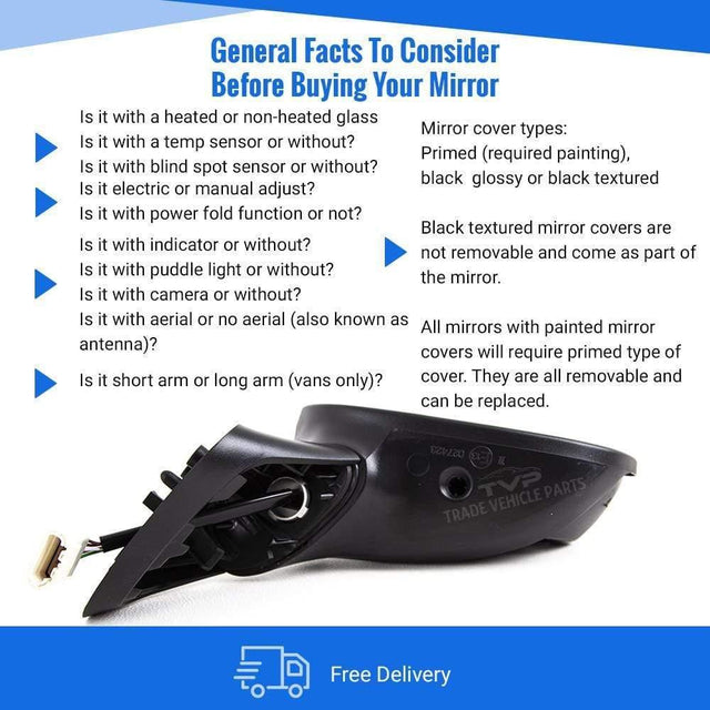 Fits Fiat 500 2007-2015 Door Wing Mirror Electric Heated Primed Driver Side All Models Incl Conv - image 4