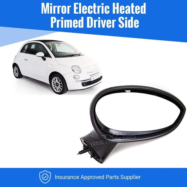 Fits Fiat 500 2007-2015 Door Wing Mirror Electric Heated Primed Driver Side All Models Incl Conv - image 2