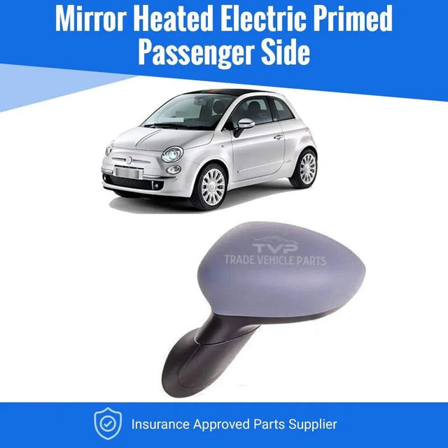 Fits Fiat 500 2007-2015 Door Wing Mirror Heated Electric Primed Passenger Side - image 2