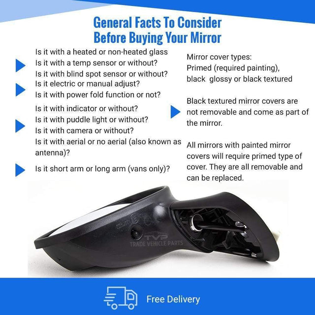Fits Fiat 500 2007-2015 Door Wing Mirror Heated Electric Primed Passenger Side - image 4