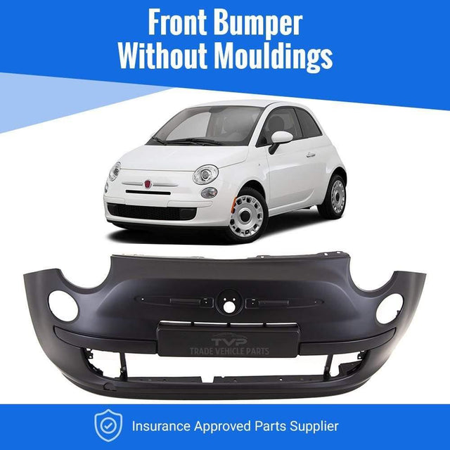 Fits Fiat 500 & 500C 2007-2015 Front Bumper Primed Without Mouldings No Pdc Or Washer Holes - image 2