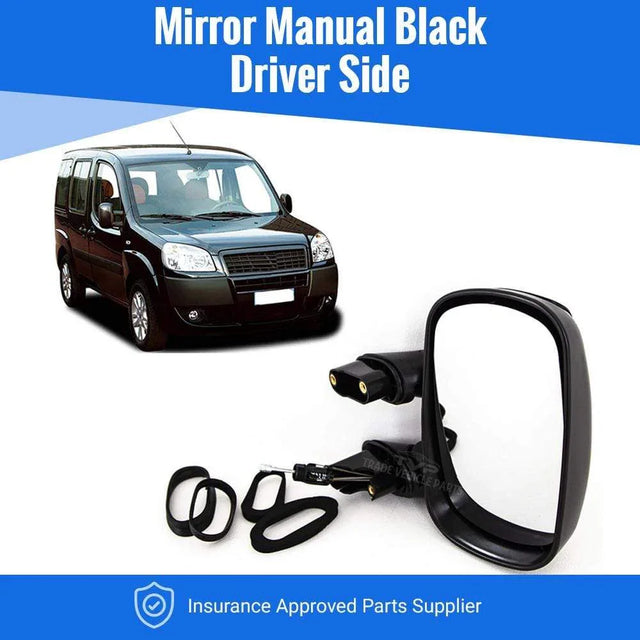 Fits Fiat Doblo 2001-2010 Door Wing Mirror Manual Black Driver Side - image 2