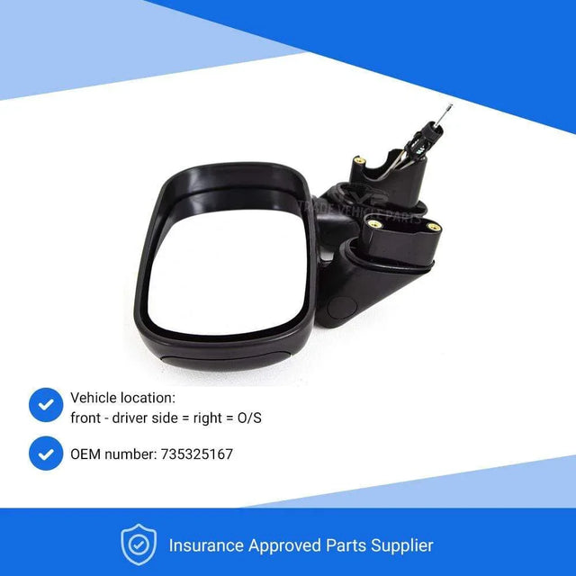 Fits Fiat Doblo 2001-2010 Door Wing Mirror Manual Black Driver Side - image 3