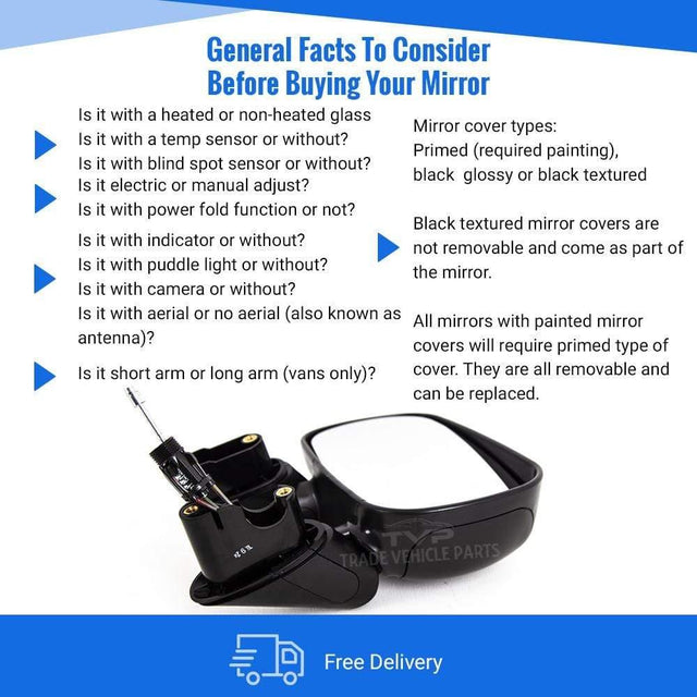 Fits Fiat Doblo 2001-2010 Door Wing Mirror Manual Black Driver Side - image 4
