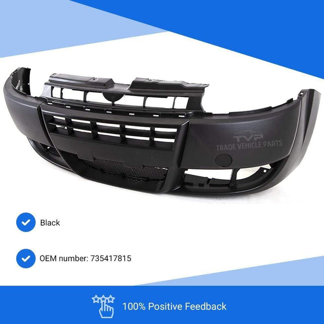 Fits Fiat Doblo 2006-2010 Front Bumper Black No Pdc Or Washer Holes - image 3