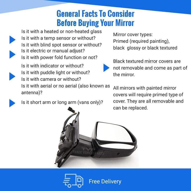 Fits Fiat Doblo 2010-2015 Door Wing Mirror Electric Heated Temp.S Black W/Ind Twin Glass Driver Side - image 3