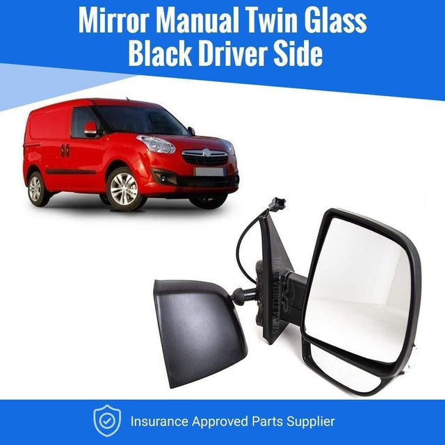 Fits Fiat Doblo 2010-2015 Door Wing Mirror Manual Black W/Ind Twin Glass Driver Side - image 2