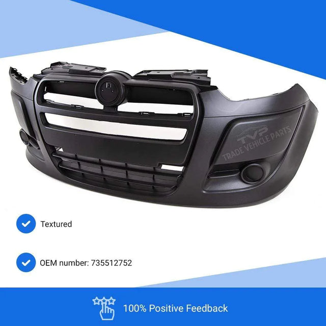 Fits Fiat Doblo 2010-2015 Front Bumper Textured No Fog Holes No Pdc Or Washer Holes - image 2