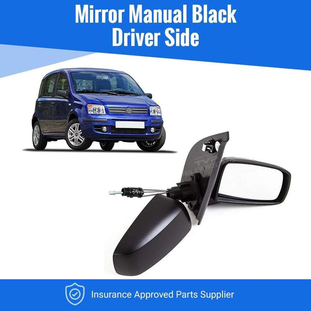 Fits Fiat Panda 2004-2010 Door Wing Mirror Manual With Black Cover Driver Side - image 2