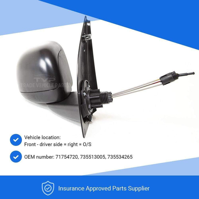 Fits Fiat Panda 2010-2012 Door Wing Mirror Manual With Black Cover Driver Side - image 3