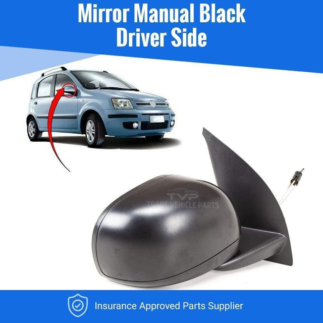 Fits Fiat Panda 2010-2012 Door Wing Mirror Manual With Black Cover Driver Side - image 2