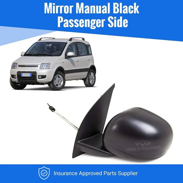 Fits Fiat Panda 2010-2012 Door Wing Mirror Manual With Black Cover Passenger Side - image 2