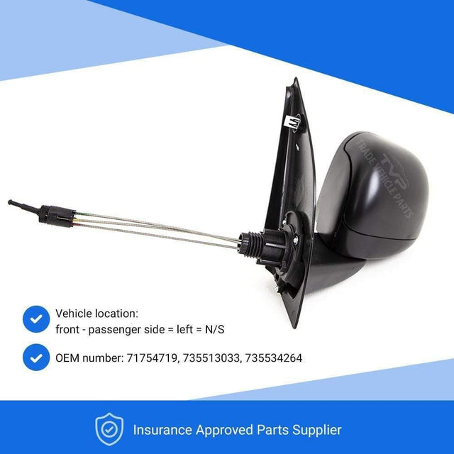 Fits Fiat Panda 2010-2012 Door Wing Mirror Manual With Black Cover Passenger Side - image 3