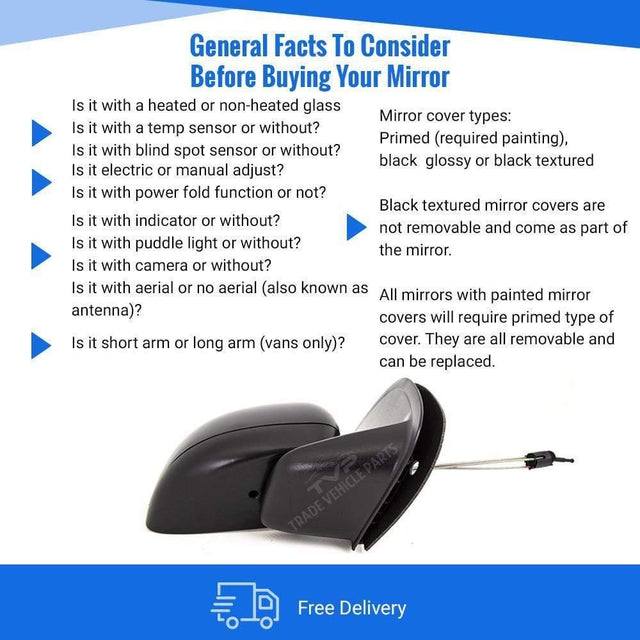 Fits Fiat Panda 2012- Door Wing Mirror Manual Black Driver Side - image 4