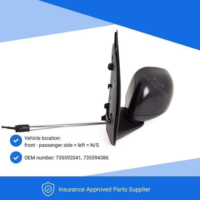 Fits Fiat Panda 2012- Door Wing Mirror Manual Black Passenger Side - image 3