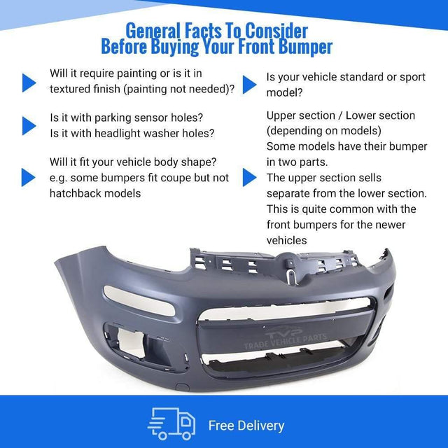 Fits Fiat Panda 2012- Front Bumper Primed Not 4X4 Models  - image 4