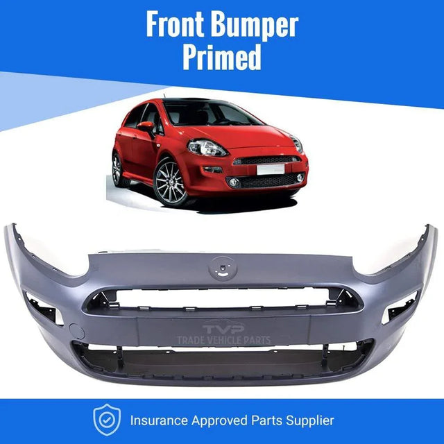 Fits Fiat Punto 2012- Onwards Front Bumper Primed No Pdc Or Washer Holes - image 2