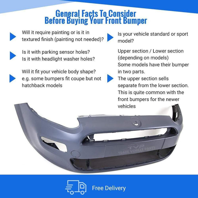 Fits Fiat Punto 2012- Onwards Front Bumper Primed No Pdc Or Washer Holes - image 4