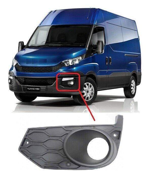 Fits Iveco Daily 2014- Front Bumper Fog Grille With Fog Lamp Hole Mat Black Passenger Side