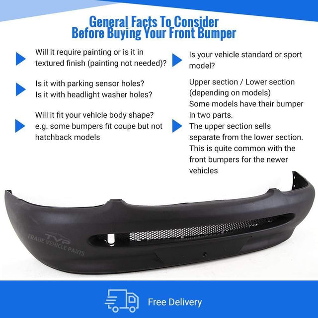 Fits Ford Escort 1995-2001 Front Bumper Primed With Grille No Fog Holes No Pdc Holes - image 3