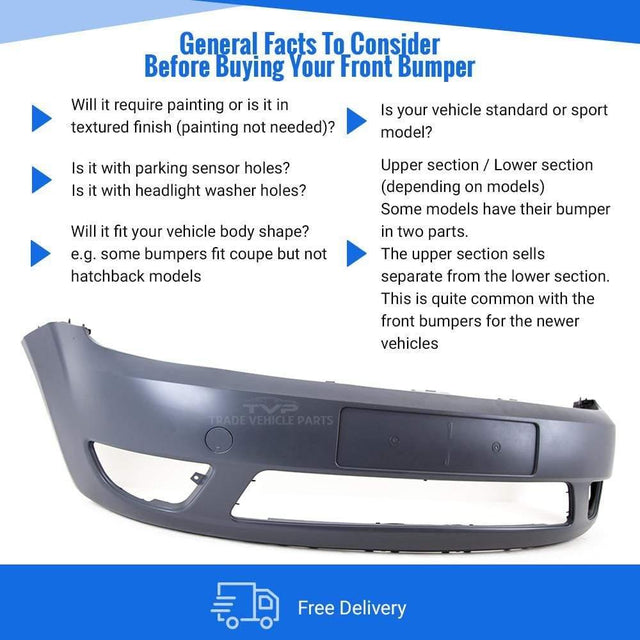 Fits Ford Fiesta 2002-2005 Ghia Front Bumper Primed With Fog Light Holes No Pdc Or Washer Holes - image 4