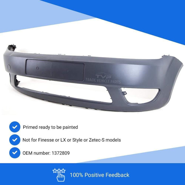 Fits Ford Fiesta 2002-2005 Ghia Front Bumper Primed With Fog Light Holes No Pdc Or Washer Holes - image 3
