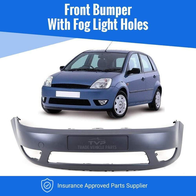 Fits Ford Fiesta 2002-2005 Ghia Front Bumper Primed With Fog Light Holes No Pdc Or Washer Holes - image 2