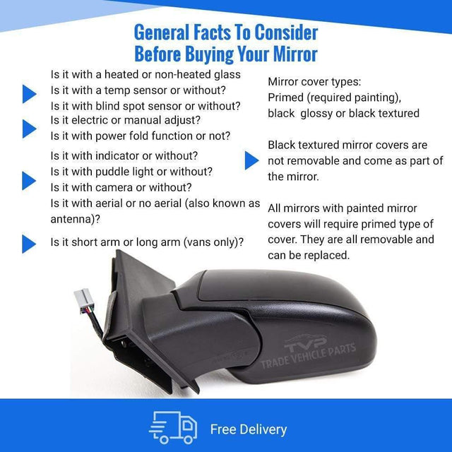 Fits Ford Fiesta 2005-2008 Door Wing Mirror Heated Electric Black Power Fold Passenger Side - image 3