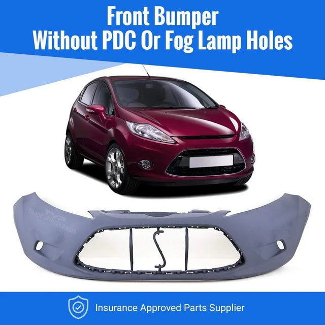 Fits Ford Fiesta 2008-2012 Front Bumper Primed No Fog Holes No Pdc Holes - image 2