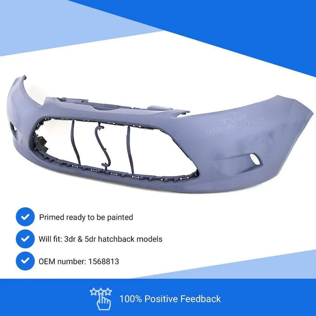 Fits Ford Fiesta 2008-2012 Front Bumper Primed No Fog Holes No Pdc Holes - image 3