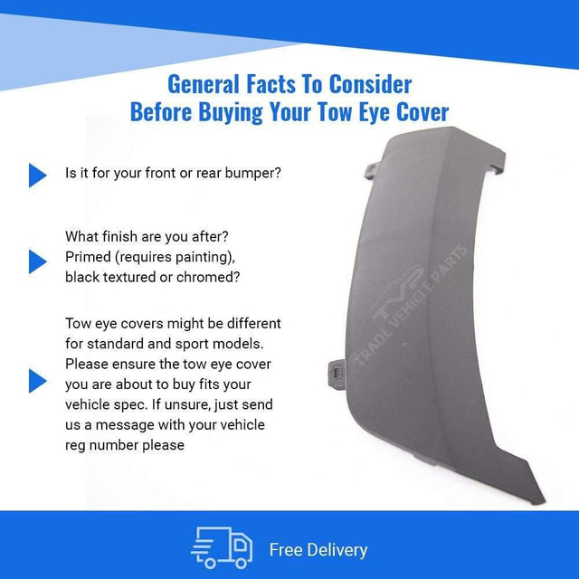 Fits Ford Fiesta 2008-2012 Rear Bumper Towing Eye Cover Black - image 5