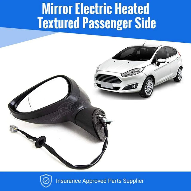 Fits Ford Fiesta 2013-2017 Door Wing Mirror Heated Electric Indicator Black Tex Cover Passenger Side - image 2
