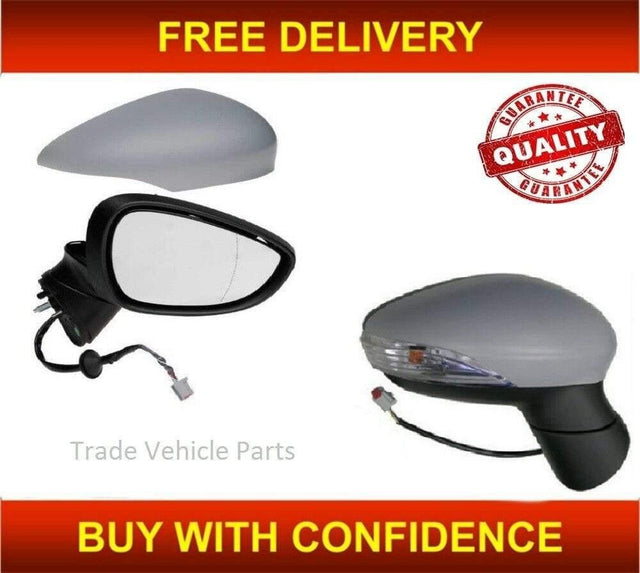 Fits Ford Fiesta 2013-2017 Door Wing Mirror Heated Electric Primed Right Manual Fold - image 2