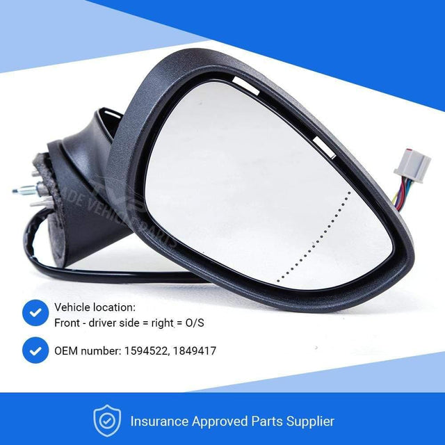 Fits Ford Fiesta 2013-2017 Door Wing Mirror Heated Electric Primed Right Power Fold 10Pins - image 3