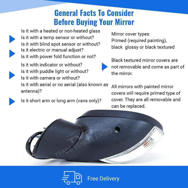 Fits Ford Fiesta 2013-2017 Door Wing Mirror Heated Electric Primed Right Power Fold 10Pins - image 4