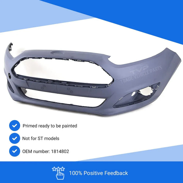 Fits Ford Fiesta 2013-2017 Front Bumper Primed No Jet Wash Or Pdc - image 3