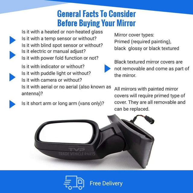 Fits Ford Fiesta Mk6 2002-2005 Door Wing Mirror Electric Heated Textured Driver Side - image 4
