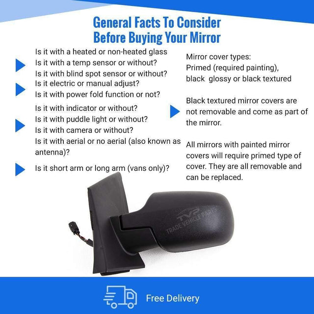 Fits Ford Fiesta Mk6 2002-2005 Door Wing Mirror Electric Heated Textured Passenger Side - image 4