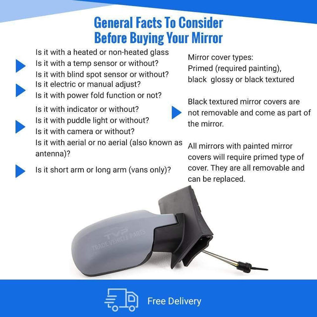 Fits Ford Fiesta Mk6 2002-2005 Door Wing Mirror Manual Primed Driver Side - image 3